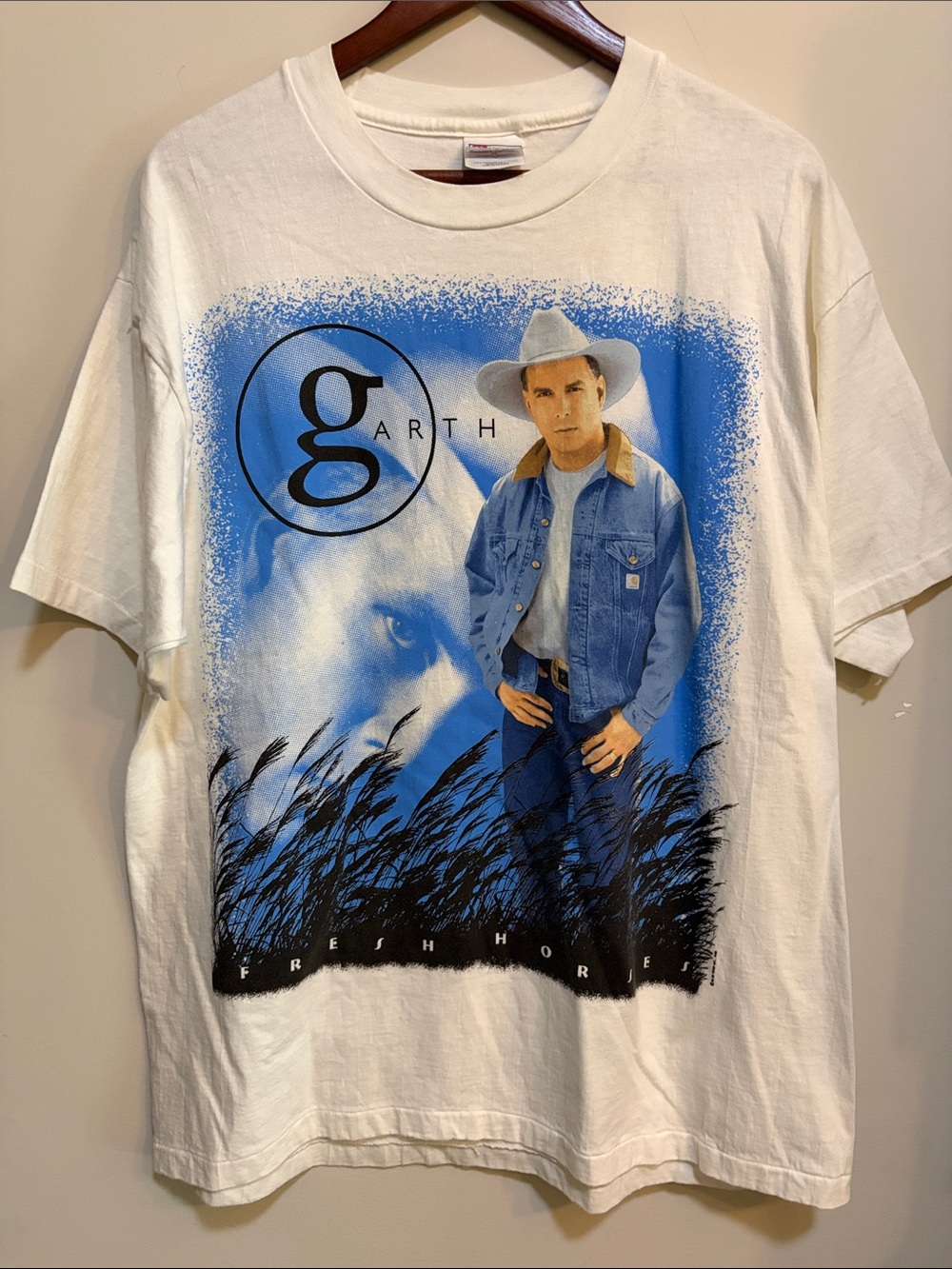 Vintage 1990s Garth Brooks Fresh Horses World Tour T Shirt Hanes Beefy XL